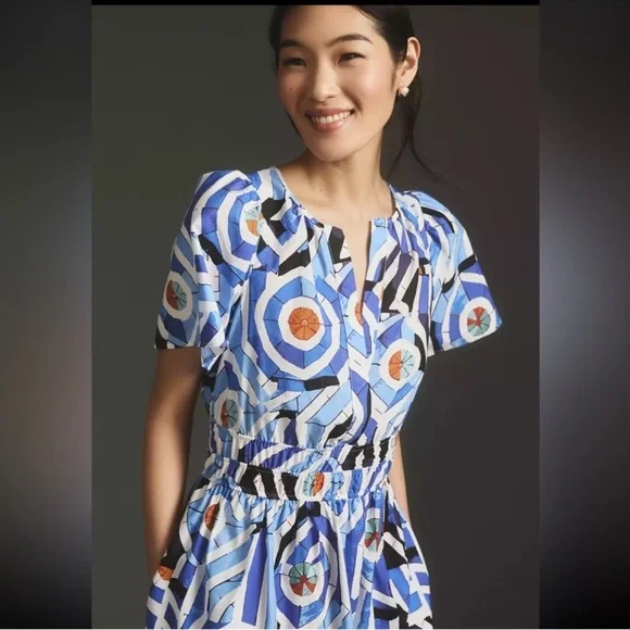 Anthropologie Somerset Hawaiian blue tiered maxi dress - Picture 4 of 12